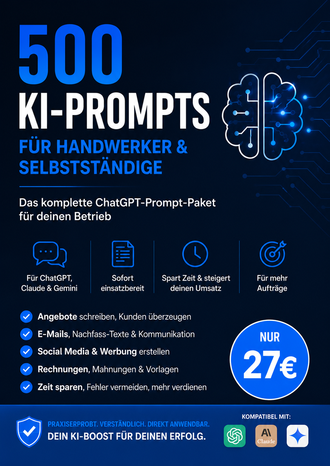 500 KI-Prompts für Handwerker Produktbild